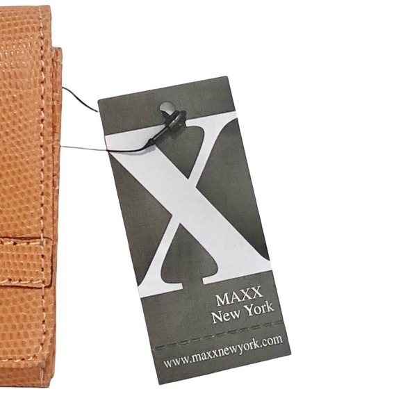 MAXX NY WOMEN'S LARGE FLAP WALLET ORANGE EMBOSSED GENUINE LEATHER (NWT) - Picture 5 of 11